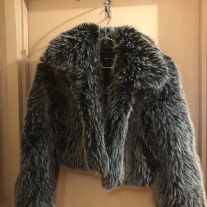 Urban Outfitters Black and Gray Teddy Jacket